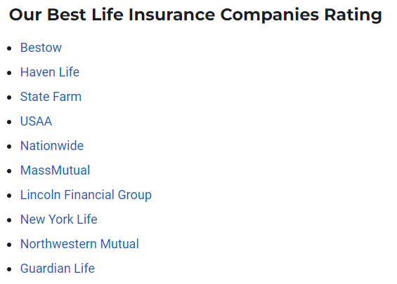 usnews.com best life insurance companies 2023 screenshot